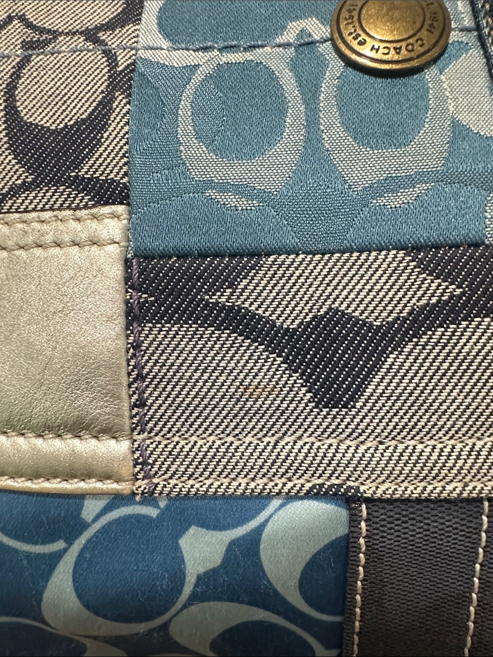 Coach Patchwork Denim and Leather Hobo Bag - Blue/Brown - Picture 9 of 9